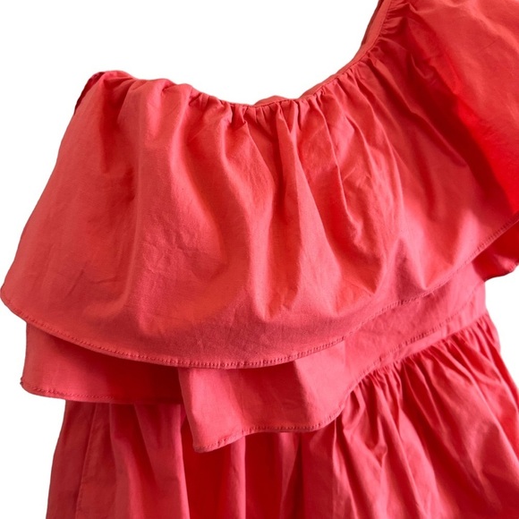 Do + Be One Shoulder Ruffle Shorts Romper Coral Sz Medium NWT - Picture 12 of 16